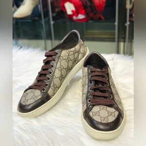 Gucci GG Monogram Canvas Brown and Beige Sneakers size 36.5